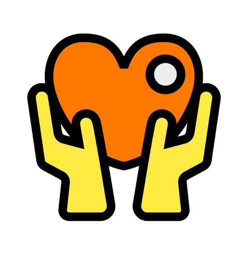 Grafik von Händen, die ein Herz halten